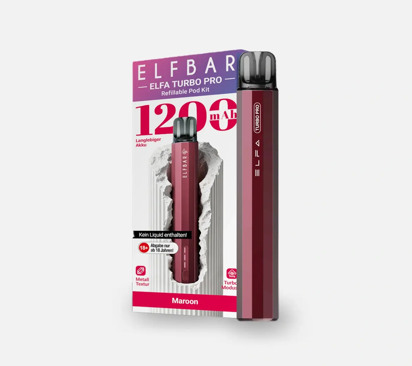 elfbar turbo geht nicht mehr Elfa Pro Kit | 1200mAh Knopf Elfbar 600 mit und Federal Flavor:Strawberry grape