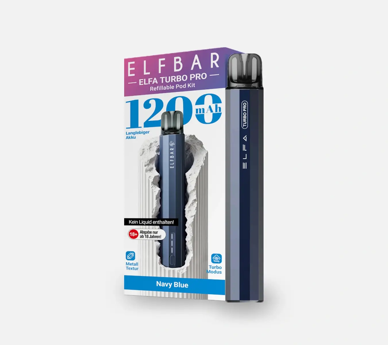 elfbar turbo blaues und weißes licht Elfa Pro Kit | 1200mAh elfbar turbo ELFBAR ELFA TURBO 🚀 Ladefunktion Colour:Glacier Blue